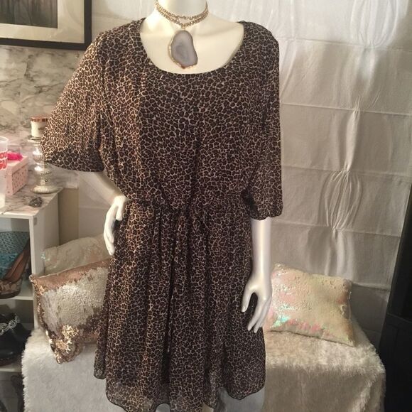 New! Sheer double layered Cheetah print Dress! 💕 - Picture 1 of 7